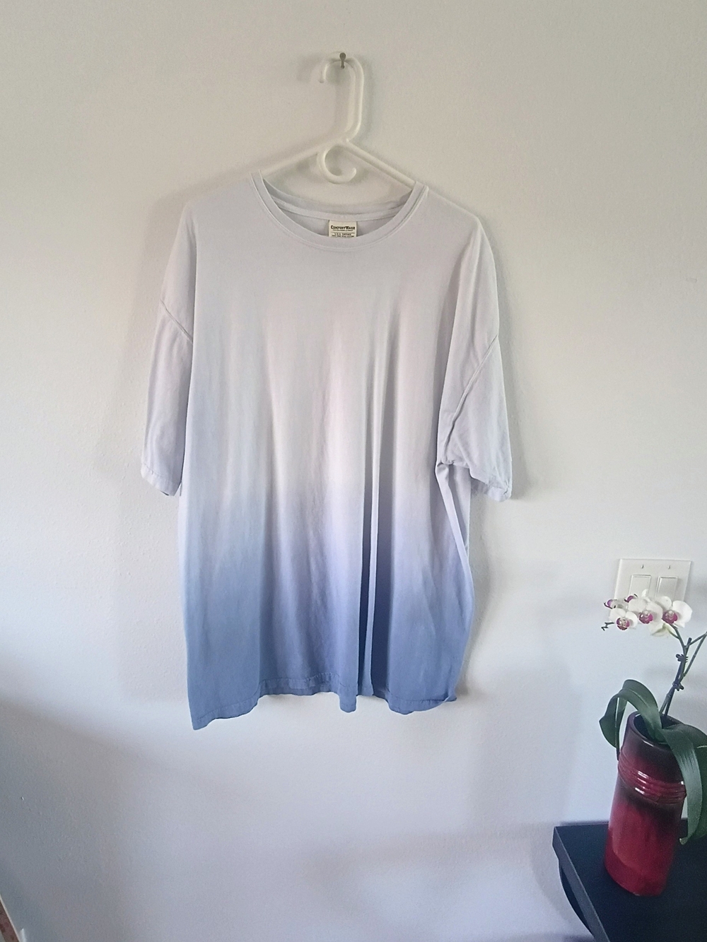 ComfortWash Blue Ombre Oversized T Shirt 2XL Casual Cotton Tee